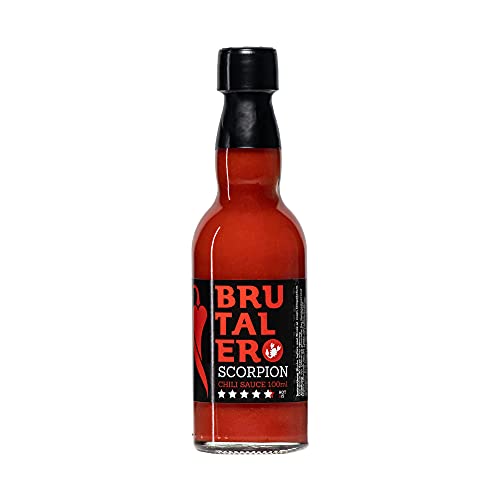 I LOVE SPICY Brutalero Scorpion 100 ml Fermentierte Scharfe Chilisoße 42.293 SHU (Trinidad Scorpion Moruga Chili Pfeffer 80 %) Louisiana Stil, Schärfe 6/5 von I LOVE SPICY