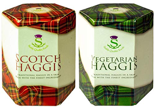 2 Pack Schottische Haggis und Vegetarische Haggis Schottisches Essen Geschenke Schottlands Nationalgericht von I LUV LTD