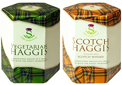 2 Pack Schottische Vegetarische Haggis und Scotch Whisky Haggis Schottisches Essen Geschenke Schottlands Nationalgericht von I LUV LTD