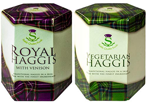 2 Pack Schottische Wildbret Haggis und Vegetarische Haggis Schottisches Essen Geschenke Schottlands Nationalgericht von I LUV LTD