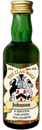 Johnson Clan Crest Malt Whisky Miniaturflasche, Hergestellt in Schottland von I LUV LTD