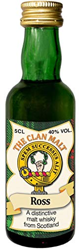 Ross Clan Crest Malt Whisky Miniaturflasche, Hergestellt in Schottland von I LUV LTD