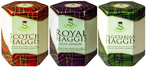 Schottische Haggis Packung mit 3: Traditionelle, Traditionelle mit Wildbret und Vegetarische Haggis Schottisches Essen Geschenke Schottlands Nationalgericht von I LUV LTD