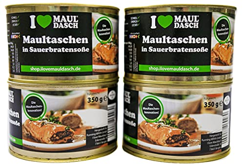 Schwäbische Maultaschen in deftiger Sauerbratensoße | 4er-Set [4x 350g] | Maultasche mit würzigem Fleisch | Schnelles Essen ohne zu kochen | Fertiggericht | Traditionell Zubereitet – I Love Mauldasch von I Love Mauldasch