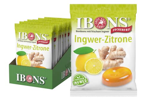 IBONS Lutschbonbons 10 x 75g zuckerfrei (Ingwer-Zitrone) von IBONS