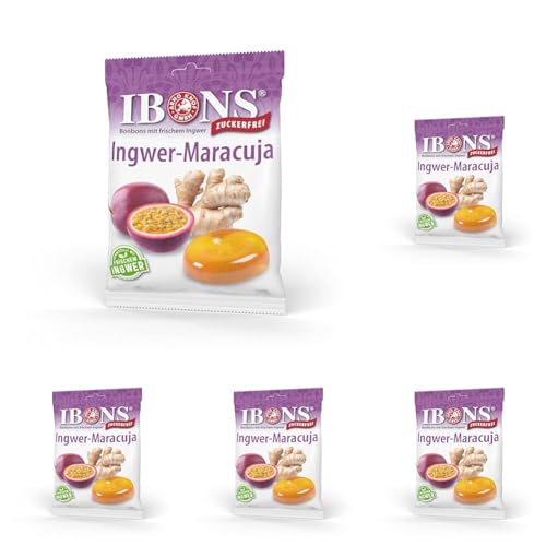 IBONS Lutschbonbons 75g zuckerfrei (Ingwer-Maracuja) (Packung mit 5) von IBONS