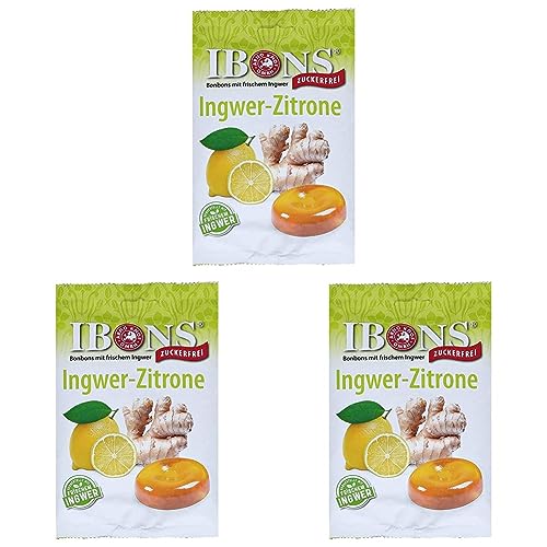 IBONS Lutschbonbons 75g zuckerfrei (Ingwer-Zitrone) (Packung mit 3) von IBONS