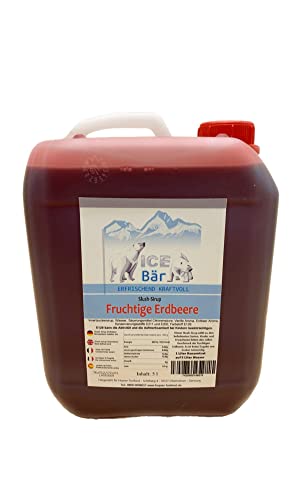 ICE BÄR Slush Sirup 12 fruchtige Sorten 5 Liter Konzentrat AZO FREI | Geschmack Erdbeere | Slushy Maker Ice für Eis Maschine zum Selbermachen Getränkesirup von ICE Bär SLUSH