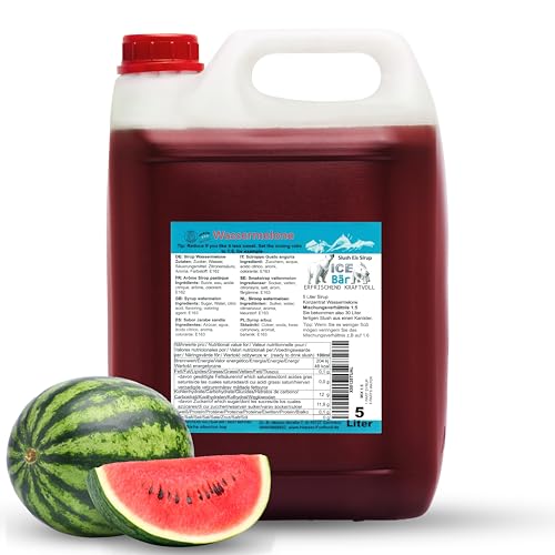 ICE BÄR Slush Sirup AZO FREI 5 Liter Konzentrat | Geschmack Wassermelone | Slushy Maker Ice für Eis Maschine zum Selbermachen Getränkesirup von ICE Bär SLUSH