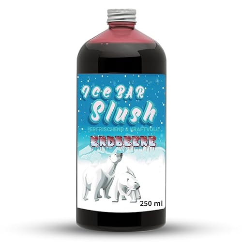 ICE Bär Sirup AZO FREI | 250 ml Flasche | Konzentrat für Slushy Getränke Maker Eis Slushmaschinen Eismaschinen 1:5 bis 1:20 (250 ml, Erdbeere) von ICE Bär SLUSH