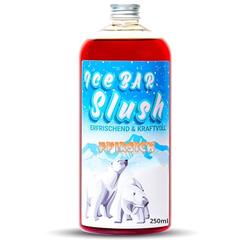 ICE Bär Sirup AZO FREI | 250 ml Flasche | Konzentrat für Slushy Getränke Maker Eis Slushmaschinen Eismaschinen 1:5 bis 1:20 (250 ml, Pfirsich) von ICE Bär SLUSH