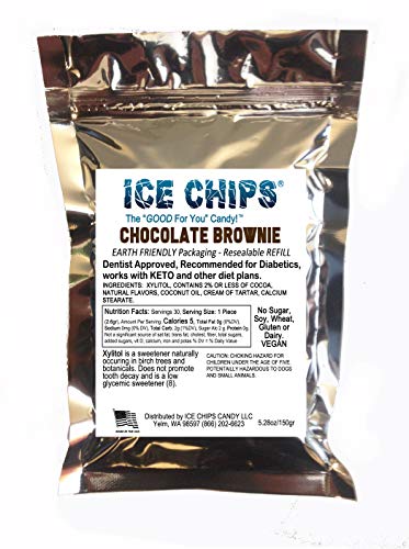 ICE CHIPS Xylitol Candy in großem, wiederverschließbarem Beutel, kohlenhydrat- und glutenfrei, 150 ml (Chocolate Brownie) von ICE CHIPS