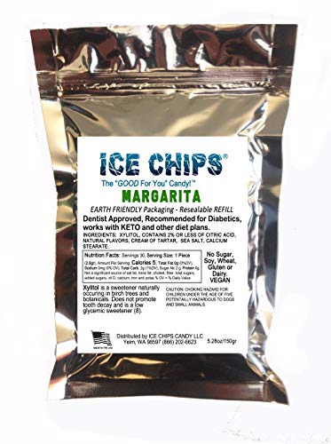 ICE CHIPS Xylitol Candy in großem, wiederverschließbarem Beutel, kohlenhydratarm und glutenfrei (Margarita) von ICE CHIPS