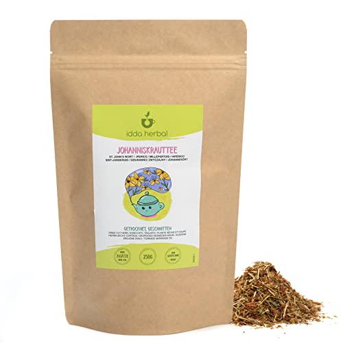 Johanniskraut Loser Tee (250g), Johanniskraut getrocknet und geschnitten, 100% Natürlich und rein zur Zubereitung von Johanniskrauttee und Kräutertee von IDDA Herbal