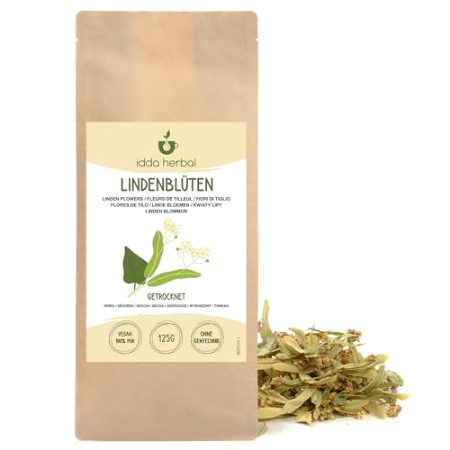 Lindenblütentee 125g, Tee lose, Lindenblätter mit Blüten, Lindenblüten getrocknet zur Zubereitung von Lindenblüten Tee und Kräutertee von IDDA Herbal