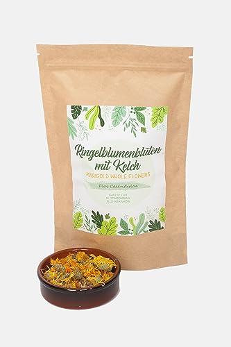 IGART Ringelblume mit Kelch 1000g 1kg | Ringelblumenblüten essbar | Orange Calendula | Getrocknete Blüten | Calendula Officinalis | Essblüten im Nachfüllpack | für Ringelblumentee | Kräutertee | Tee von Igart