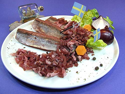 Klaassen Matjesfilets Schwedenart, Matjesfilets ohne Haut, schwedische gewürzmischung, Sandelholz, Rote Bete, 500g von IHR FACHGESCHÄFT KLAASSEN