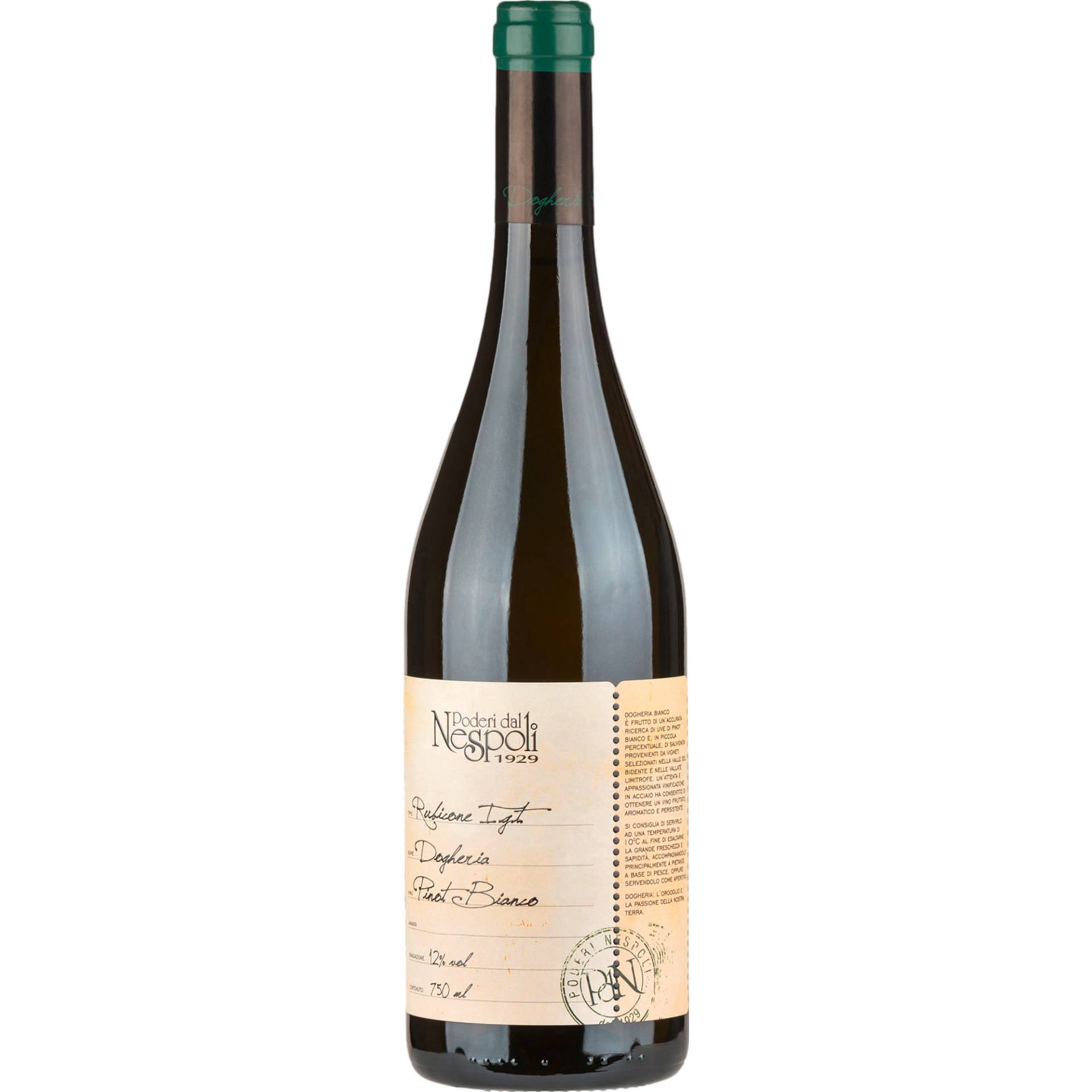 Poderi dal Nespoli Dogheria Pinot Bianco, Rubicone IGP, Emilia Romagna, 2022, Weißwein von IMBOTTIGLIATO DA PODERI DAL NESPOLI S.R.L. -  SOCIETÀ AGRICOLA - CIVITELLA DI ROMAGNA (FC)- ITALIA