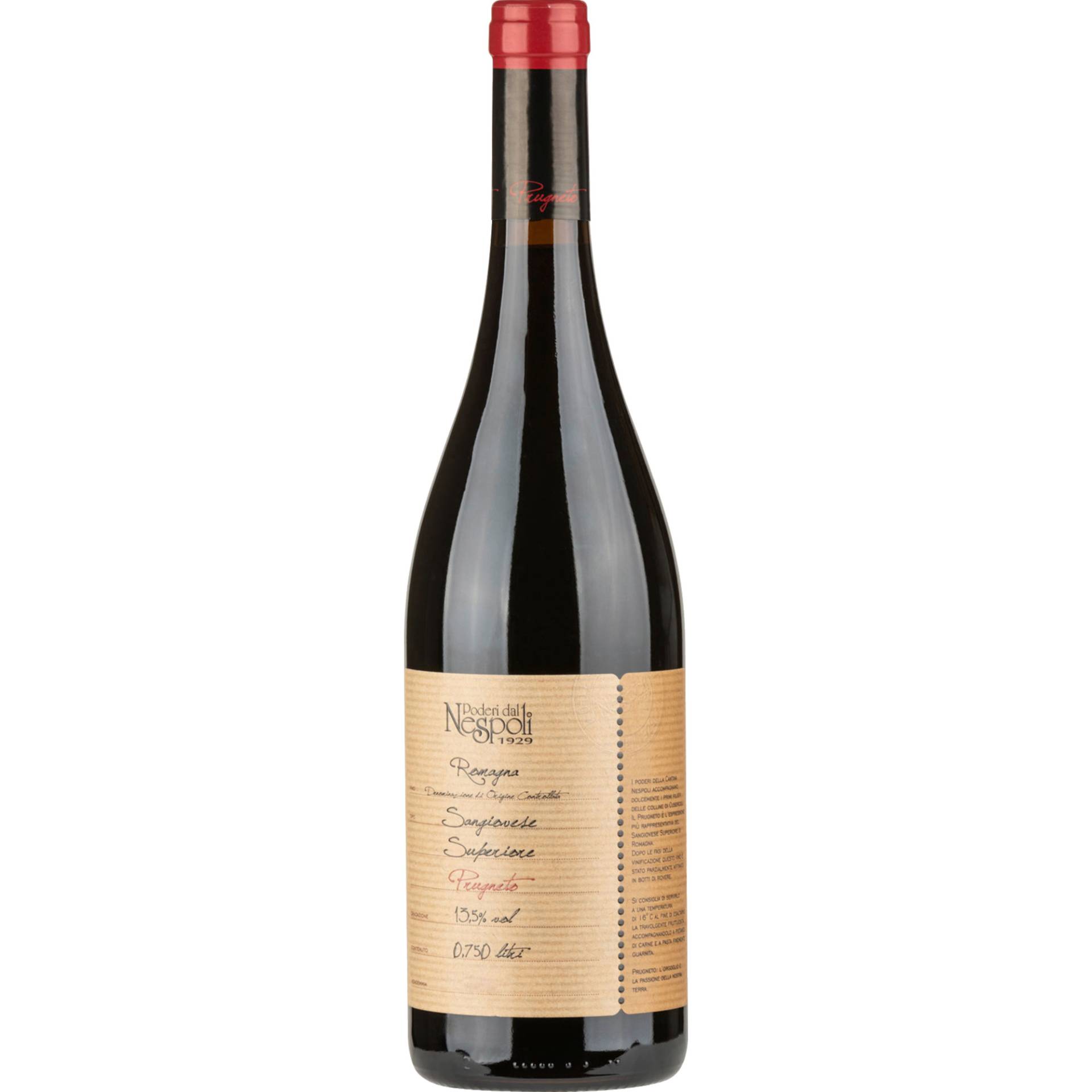 Poderi dal Nespoli Prugneto Sangiovese, Romagna DOC, Emilia Romagna, 2021, Rotwein von IMBOTTIGLIATO DA PODERI DAL NESPOLI S.R.L. -  SOCIETÀ AGRICOLA - CIVITELLA DI ROMAGNA (FC)- ITALIA