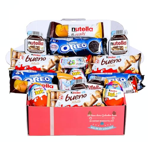 Schokolade Geschenkbox I Originelles Geschenk für Valentinstag, Geburtstage, Kinder, Partner - Kinder Bueno White, Happy Hippo, Kinder Joy, Nutella, Oreo - Box von IMPERIAL COAST