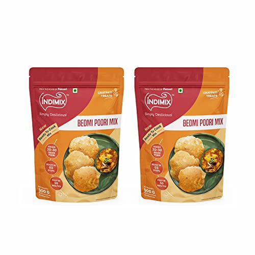 INDIMIX Instant Ready to Cook Bedmi Poori Mix, Kombi-Packung, 500 g (2 Stück) | Gesundes und schmackhaftes Puri Atta | Bedmi Poori/Kachori Atta | Mehrkornmehl | 100% natürlich ohne von INDIMIX