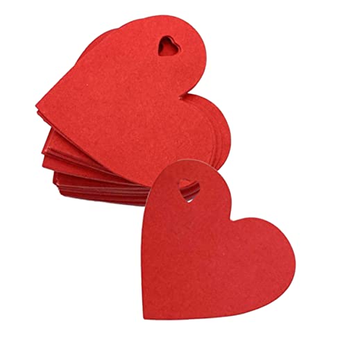 INOOMP 1 set 100pcs Favor Favors Shape Party Decorations Holes Valentine's Mothers Heart Red Ornaments Shaped Tag Tags Paper Kraft Labels with Day Wrapping Rope Valentines von INOOMP