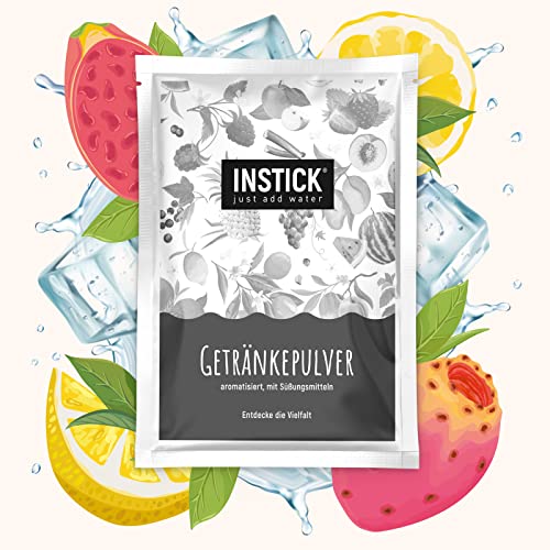 INSTICK Ice Tea | Zuckerfreies Instant-Getränk - Eistee Kaktusfeige & Zitrone | Grüner Tee | Packung für 18 L | Getränkepulver - vegan, kalorienarm, mit Vitamin C von INSTICK just add water