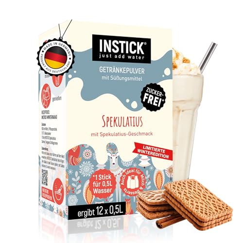 INSTICK Zuckerfreies Instant-Getränk für Milchprodukte (Spekulatius) - 1 Packung für 12 x 0,25 L - Ideal für Milch, Joghurt, Skyr, Quark- Vegan & Kalorienarm von INSTICK just add water