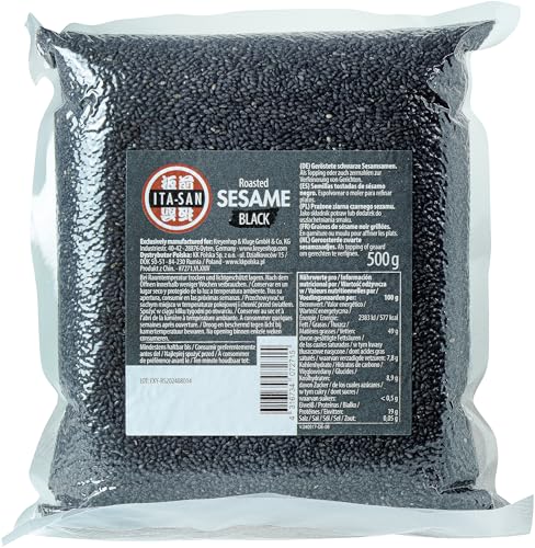 ITA-SAN Sesamsaat schwarz, geröstet, für asiatische Gerichte oder als Topping für Salate und Müsli, 1 x 500 g von ITA-SAN