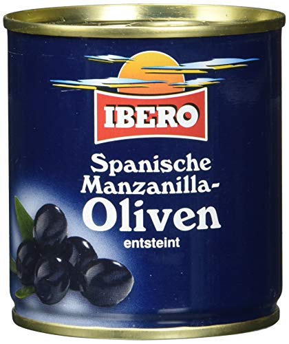 Ibero schwarze Manzanilla Oliven, o.Stein, 12er Pack (12 x 200 g) von Ibero