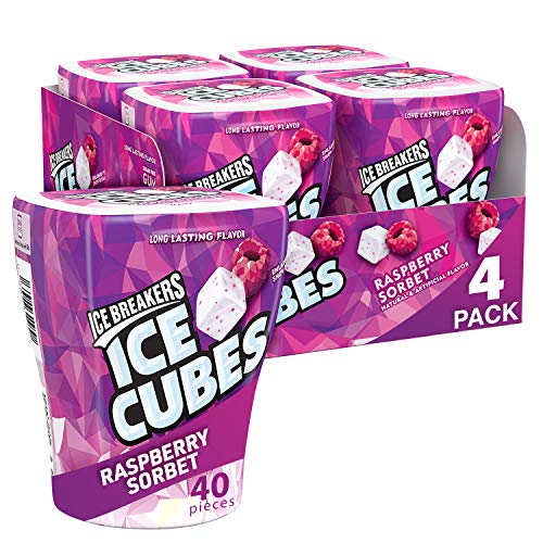 ICE BREAKERS ICE CUBES Raspberry Sorbet Chewing Gum (Sugar Free, 40-Count Pieces, Pack of 4) von Ice Breakers