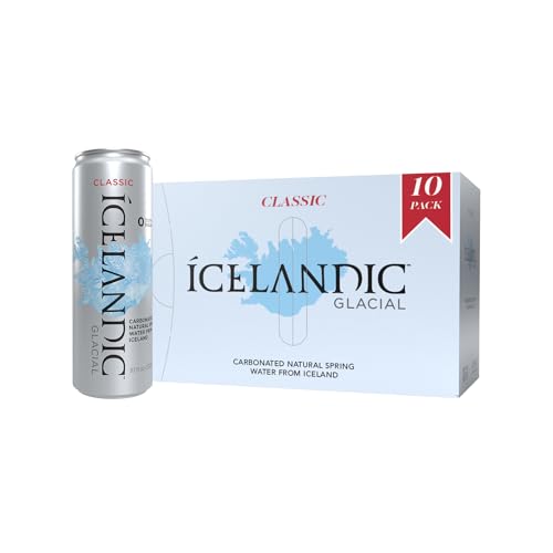 Icelandic Glacial Wassersprudelndes Wasser, ohne Geschmack, 330 ml Dosen, 10 Stück von Icelandic Glacial