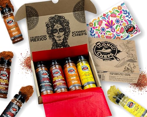 ICONIC CHEFS® Chili & Limette BBQ Rub Gewürze Set – 100% Mexiko 4 Gewürze 70g inkl. Postkarte – BBQ Grill Gewürze Geschenkset Männer – Gewürzset – Grillgewürze Geschenkset – Chilli Geschenkset von Iconic Chefs