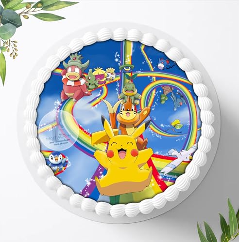 Für den Geburtstag ein Tortenbild, Zuckerbild mit dem Motiv: Pokemon, Essbares Foto für Torten, Tortenbild, Tortenaufleger Ø 20cm - 0287w von Ihr Onlineshop Digital-on 24