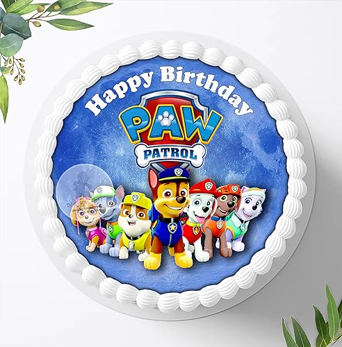 Für den Geburtstag ein Tortenbild Zuckerbild mit dem Motiv: Paw Patrol, Essbares Foto für Torten, Tortenbild, Tortenaufleger Ø 20cm - Super Qualität, 0184w von Ihr Onlineshop Digital-on 24