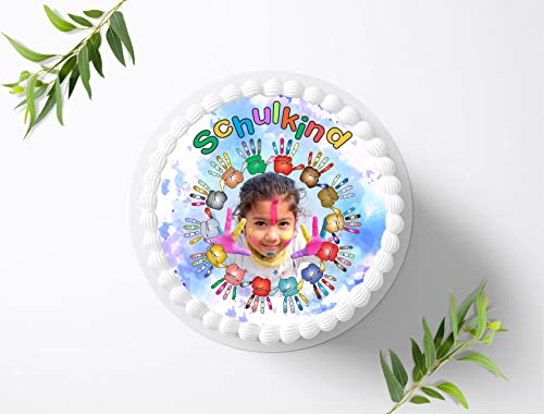 Für die Einschulungstorte, Schulkind mit Wunschfoto für Personalisierte Torte, Fondant, Tortenaufleger Ø 20cm, 0143z von Ihr Onlineshop Digital-on 24