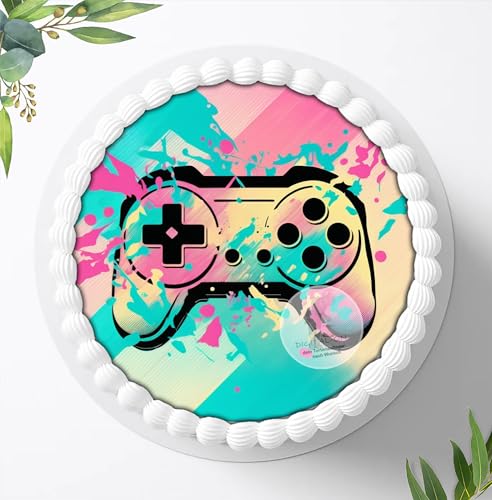 Geburtstag Junge, Videospiel Tortenaufleger, Gamer Video Gaming Spiel, Playstation Cupcake Topper, für Kinder Party Dekoration Ø 20cm - 1241z von Ihr Onlineshop Digital-on 24