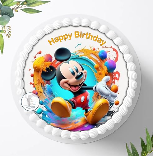 Tortenbild, Zuckerbild kompatibel mit: Mickey Mouse, Essbares Foto für Torten, Tortenbild, Tortenaufleger Ø 20cm - 1694z von Ihr Onlineshop Digital-on 24