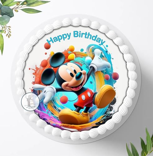 Tortenbild, Zuckerbild kompatibel mit: Mickey Mouse, Essbares Foto für Torten, Tortenbild, Tortenaufleger Ø 20cm - 1697z von Ihr Onlineshop Digital-on 24