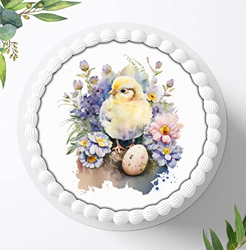 Zauberhafter Oster-Tortenaufleger, Süße Verzierungen für ein romantisches Osterfest, Tortenbild Frohe Ostern, Essbares Foto für Torten, Fondant, Ø 20cm, 1345z von Ihr Onlineshop Digital-on 24