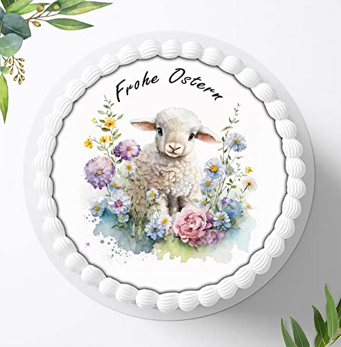 Zauberhafter Oster-Tortenaufleger, Süße Verzierungen für ein romantisches Osterfest, Tortenbild Frohe Ostern, Essbares Foto für Torten, Fondant, Ø 20cm, 1348z von Ihr Onlineshop Digital-on 24