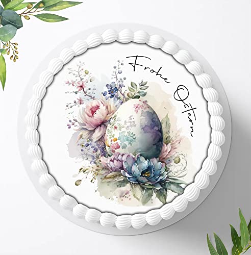 Zauberhafter Oster-Tortenaufleger, Süße Verzierungen für ein romantisches Osterfest, Tortenbild Frohe Ostern, Essbares Foto für Torten, Fondant, Ø 20cm, 1356z von Ihr Onlineshop Digital-on 24