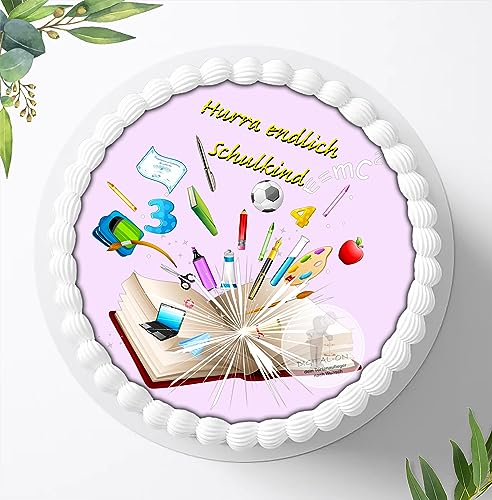 Tortenaufleger Tortenbild Einschulung Schulanfang Schuleinführung, essbar, Fondant Ø 20cm / 0176z von Ihr Onlineshop Digital-on 24