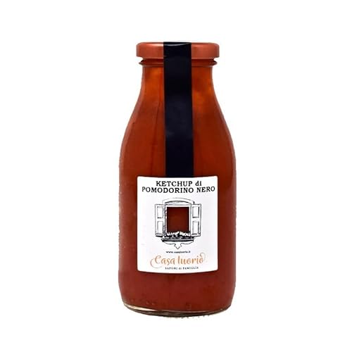 Ketchup aus schwarzen Kirschtomaten mit getrockneten Paprikaschoten von Il Tomolo