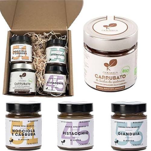 Kollektion Carrubato Cremes und Streichcremes • 4 verschiedene Geschmacksrichtungen • Handwerkliches Produkt • Hohe Qualität • Made in Italy • In eleganter Geschenkverpackung von Il Tomolo