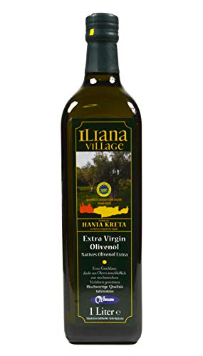 Iliana Village kaltgepresstes Olivenöl - 2x 1L Flasche - Kreta Chania Kritis extra vergine wenig Säure handgepflückte Oliven kalt mechanisch extrahiert natives Olivenöl erste Pressung von FOXCUP