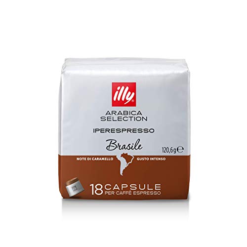 Illy Iperespresso Arabica Brazil Selection mit Karamellnoten | Illy 18 Kapseln für Espresso Kaffee (120,6 Gramm) von illy