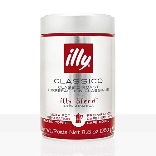 Illy MOKA Ground Coffee - Medium Roast, Dose mit silber / roter Banderole, 12 x 250 g Dose, für alle Espressokocher wie Bialetti, Ilsa, Alessi von illy