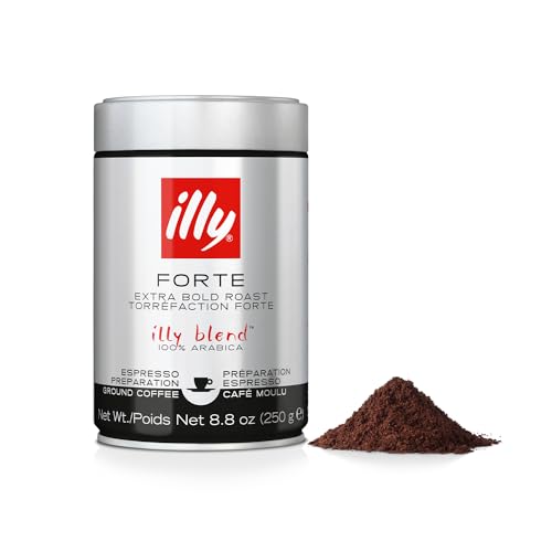 illy Gemahlener Kaffee für Espresso FORTE, intensive Röstung - 250 g Dose von illy