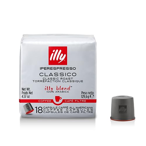 illy Kaffee, Filterkaffee Kapseln Iperespresso Classico, klassische Röstung - Verpackung mit 18 Kaffeekapseln von illy